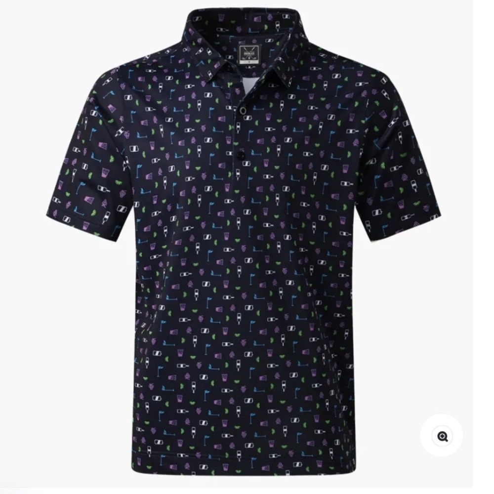 Deolax‎ Party Transfusion Print Lisle Self Collar Polo XXXL Green New With Tags